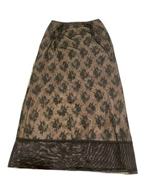 Jessica McClintock Black Lace Midi Skirt with Nude Lining